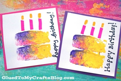 Sponge Painted Birthday Cake Cards