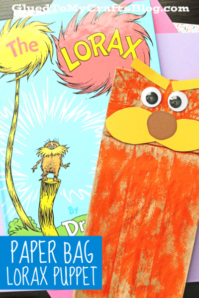 Paper Bag Lorax Puppet - Kid Craft Idea For Dr Seuss Week