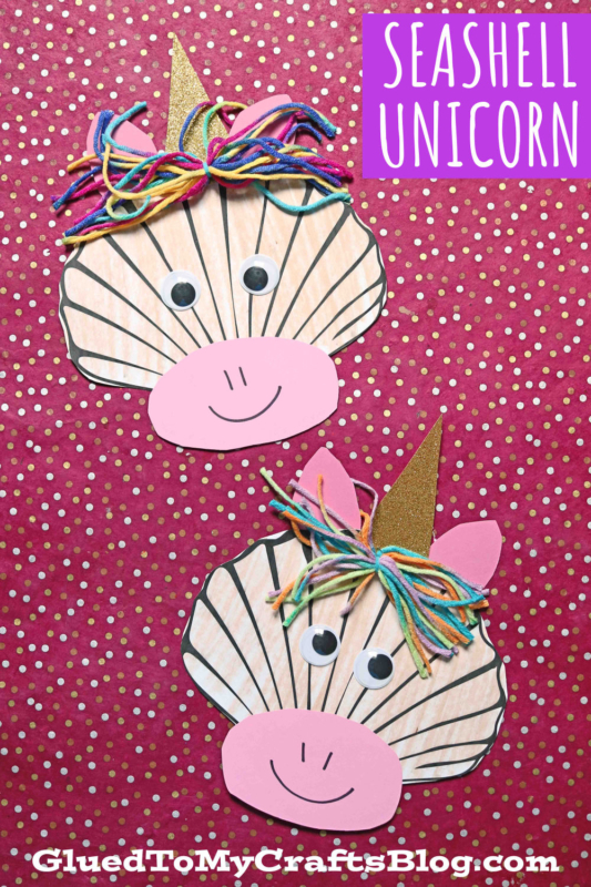 Paper seashell unicorn craft for kids