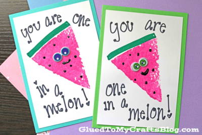 Sponge Painted Watermelon Cards - You Are One In A Melon