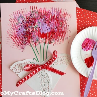 Fork Painted Flower Bouquet Craft Idea