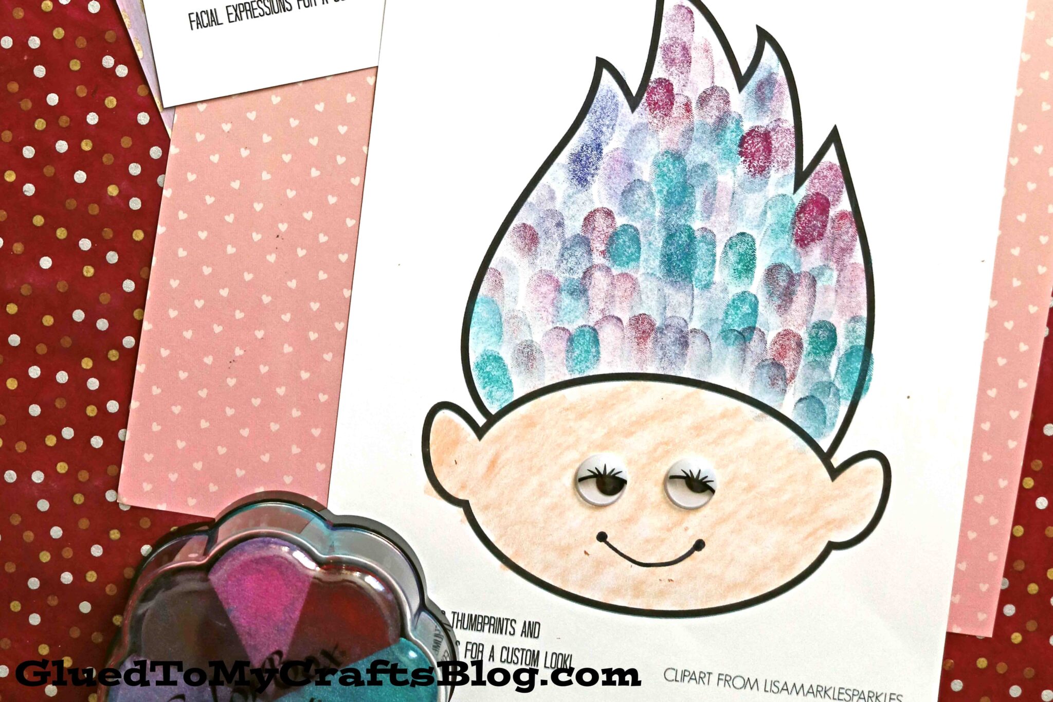 Thumbprint Troll Hair Craft Idea
