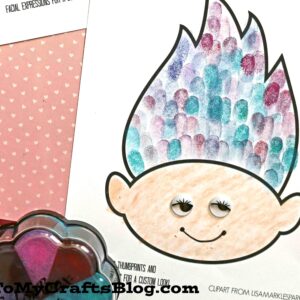 Colorful Thumbprint Troll Hair - Kid Craft w/free printable