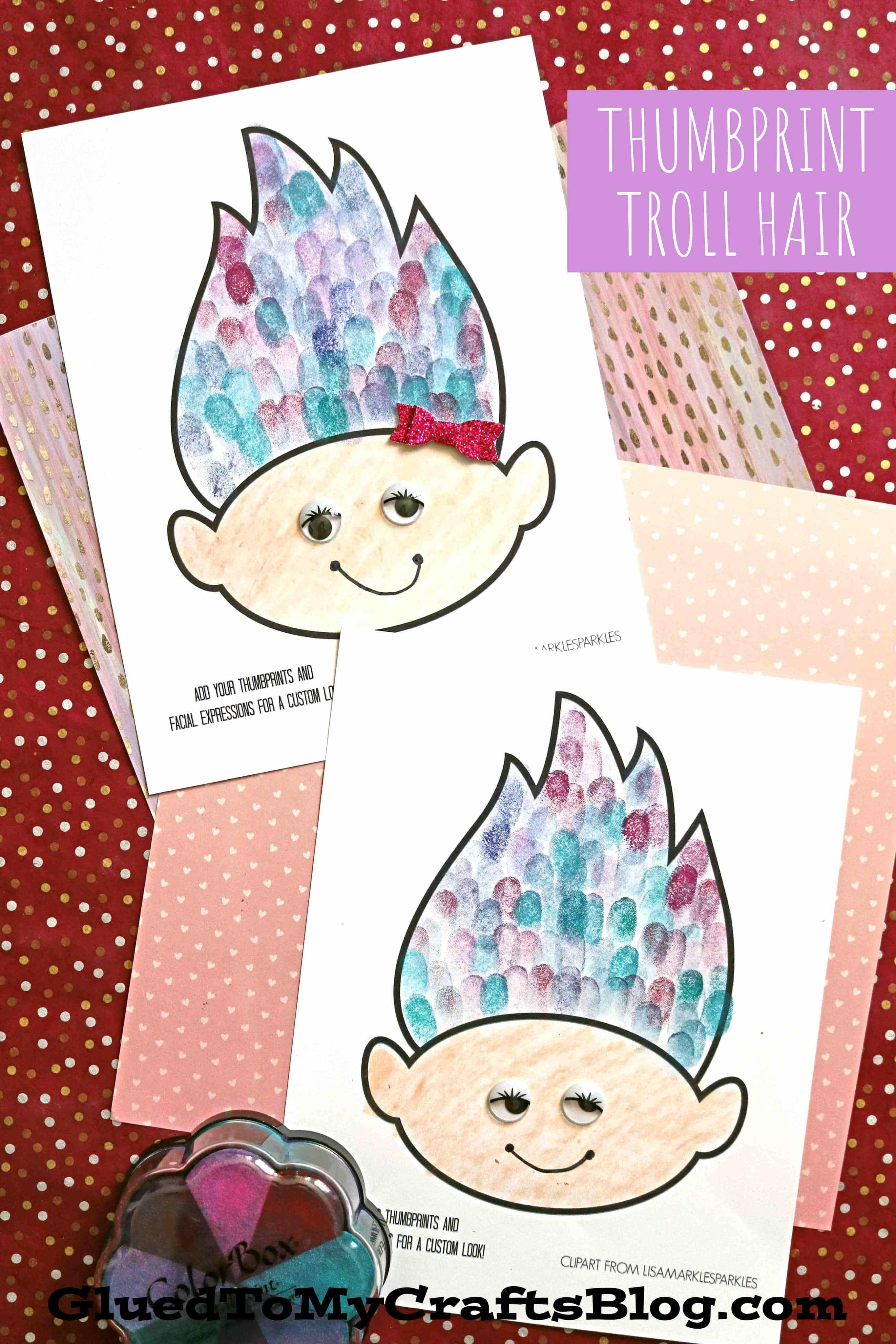 Thumbprint Troll Hair Craft Idea