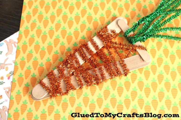 Pipe Cleaner Carrot Craft Idea For Kids