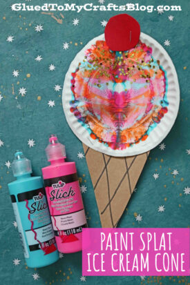 Paint Splat Ice Cream Cones - Kid Craft Idea For Summer