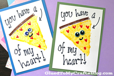 Sponge Painted Pizza Cards For Valentine's Day