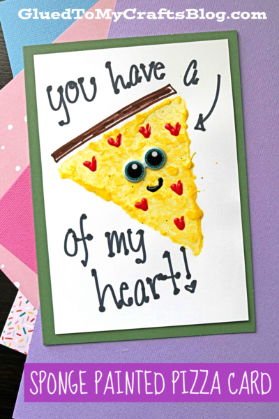 Sponge Painted Pizza Cards For Valentine's Day