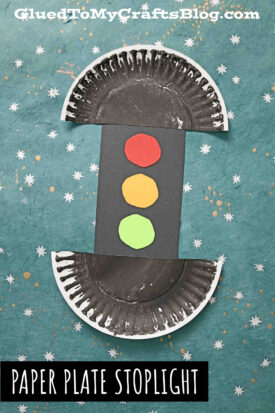 Paper Plate Traffic Stoplight - Transportation Kid Craft Idea