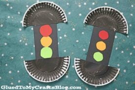 Paper Plate Traffic Stoplight - Transportation Kid Craft Idea