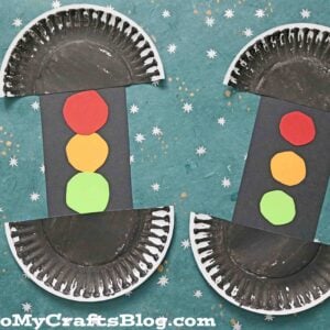 Paper Plate Traffic Stoplight - Transportation Kid Craft Idea