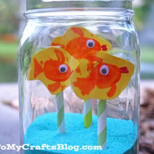 Mason Jar Fishbowl w/Thumbprint Fish - Kid Craft