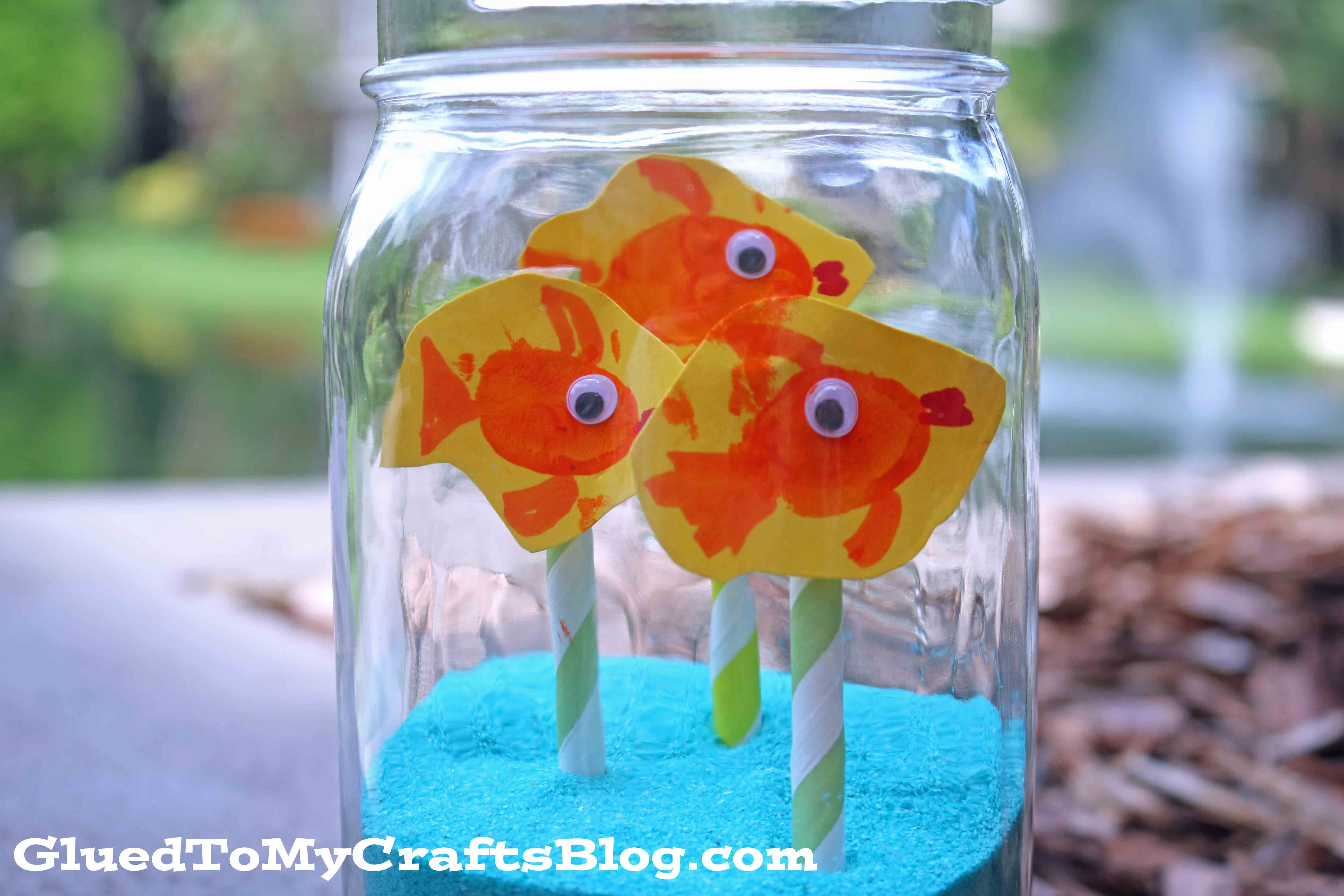 Mason Jar Fishbowl w/Thumbprint Fish - Kid Craft