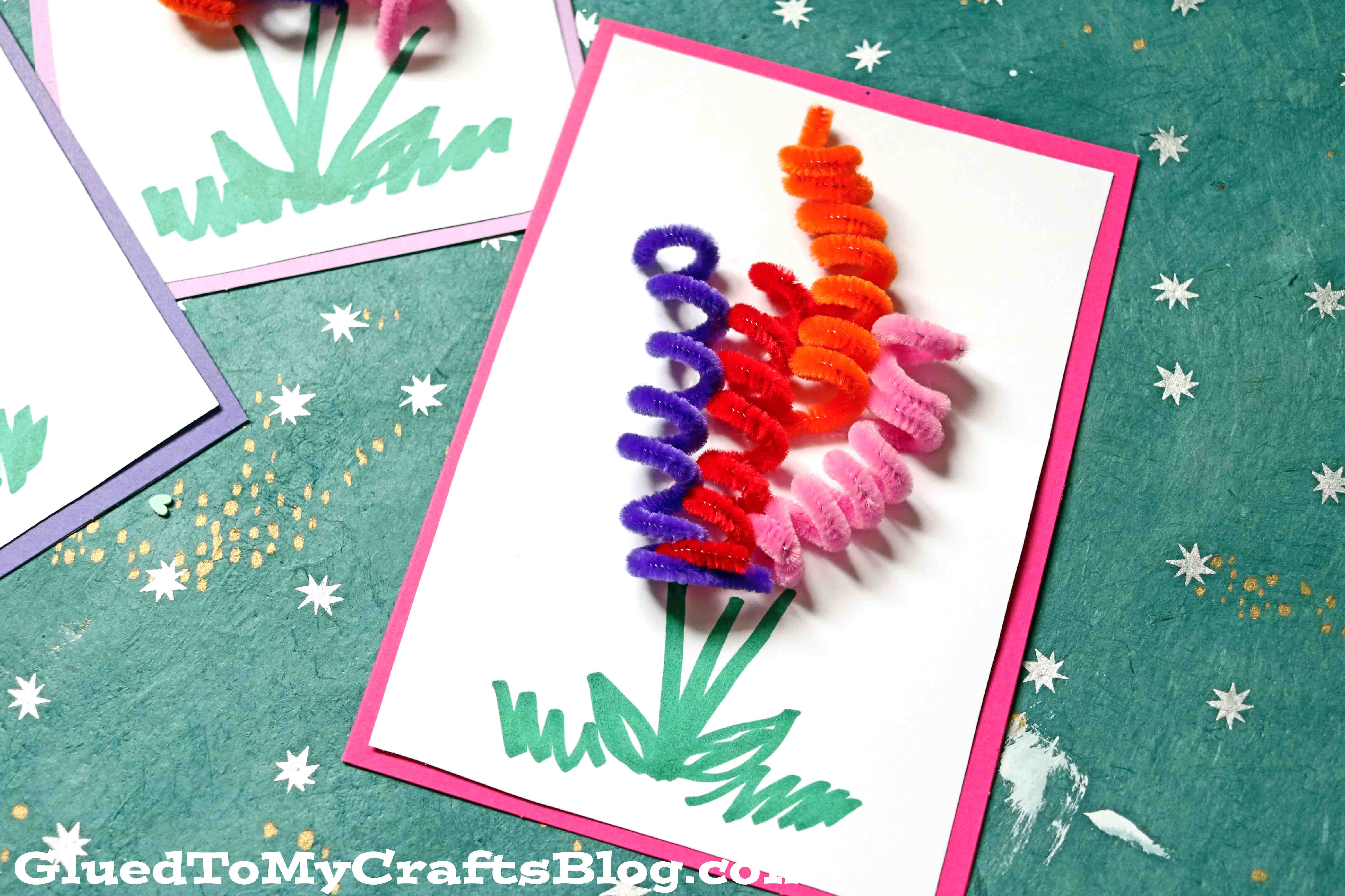 Pipe Cleaner Spring Flower Cards For Kids To Make For Mom