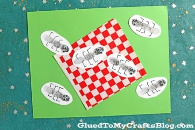 Mixed Media Thumbprint Ants Picnic Craft