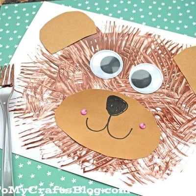 Fork Painted Bear Craft Idea For Kids
