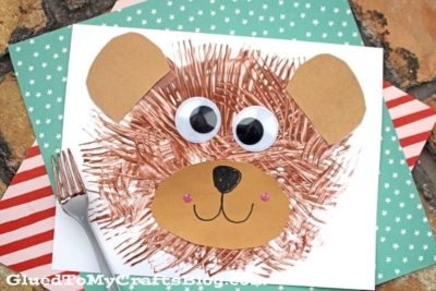 Fork Painted Bear Craft Idea For Kids