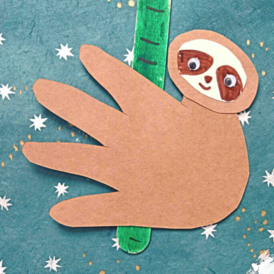 Paper Sloth on Popsicle Stick Bamboo - Kid Craft Idea