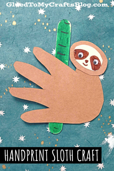 Paper Sloth on Popsicle Stick Bamboo - Kid Craft Idea