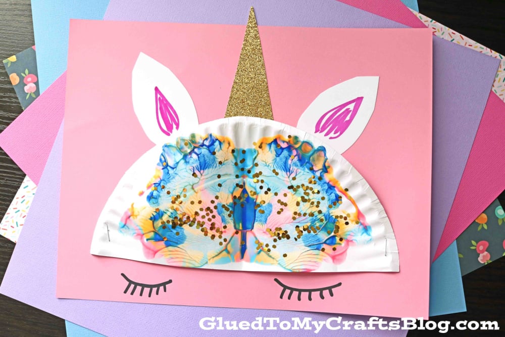 Paper Plate and Paint Splat Unicorn Hair - Kid Craft Idea