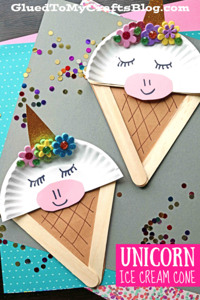 Popsicle Stick Unicorn Ice Cream Cone - Kid Craft