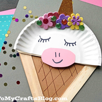 Popsicle Stick Unicorn Ice Cream Cone - Kid Craft