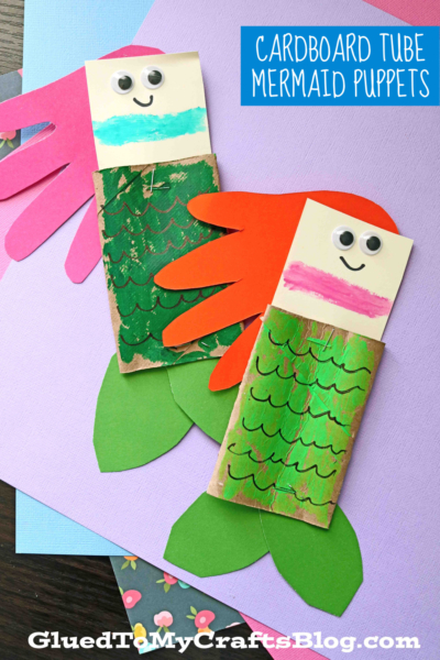 Cardboard Tube Mermaid Puppets - Kid Craft