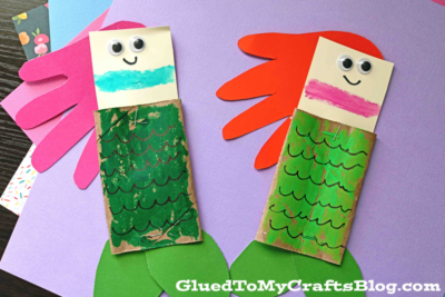 Cardboard Tube Mermaid Puppets - Kid Craft