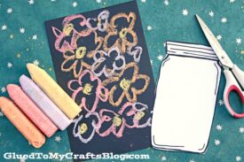 Sidewalk Chalk Art Flowers In Mason Jar - Kid Craft Idea