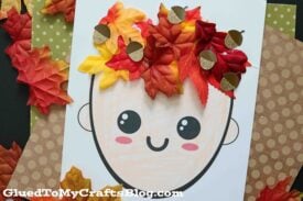 Mixed Media Leaf Hair and Crown - Fall Kid Craft