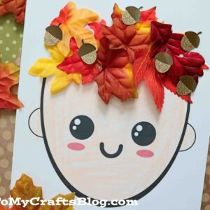 Mixed Media Leaf Hair and Crown - Fall Kid Craft