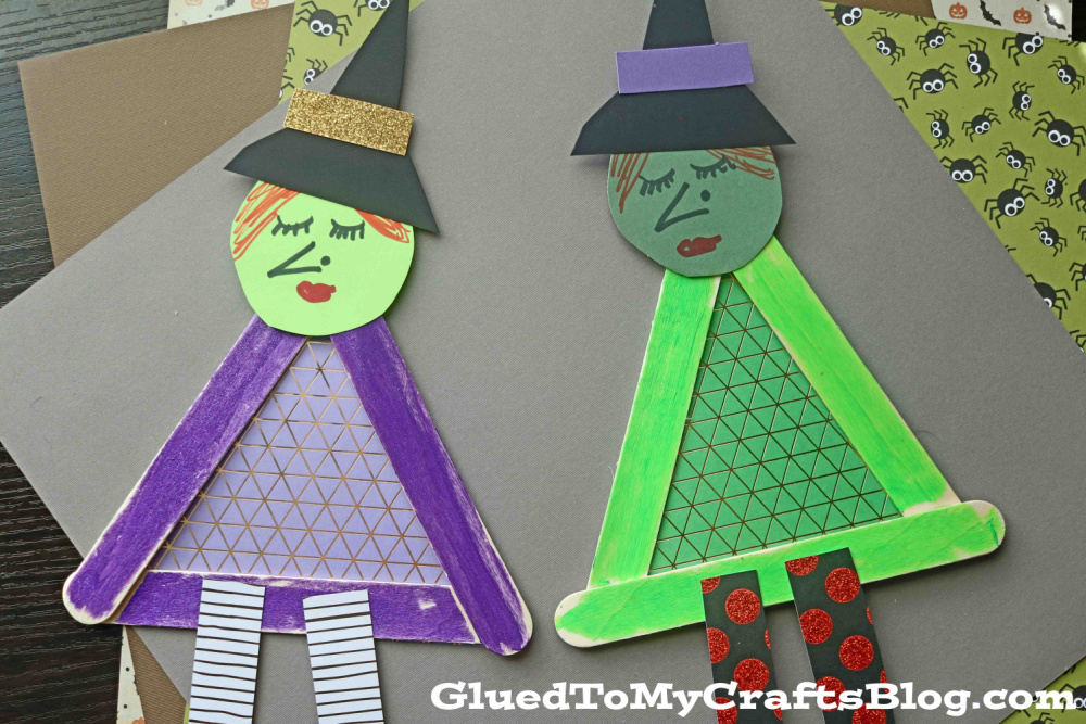 Popsicle Stick Halloween Witch Craft