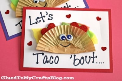 Cupcake Liner Taco Card Idea For Valentine's Day