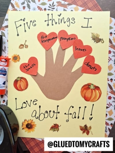 HANDPRINT FIVE THINGS I LOVE ABOUT FALL KEEPSAKE