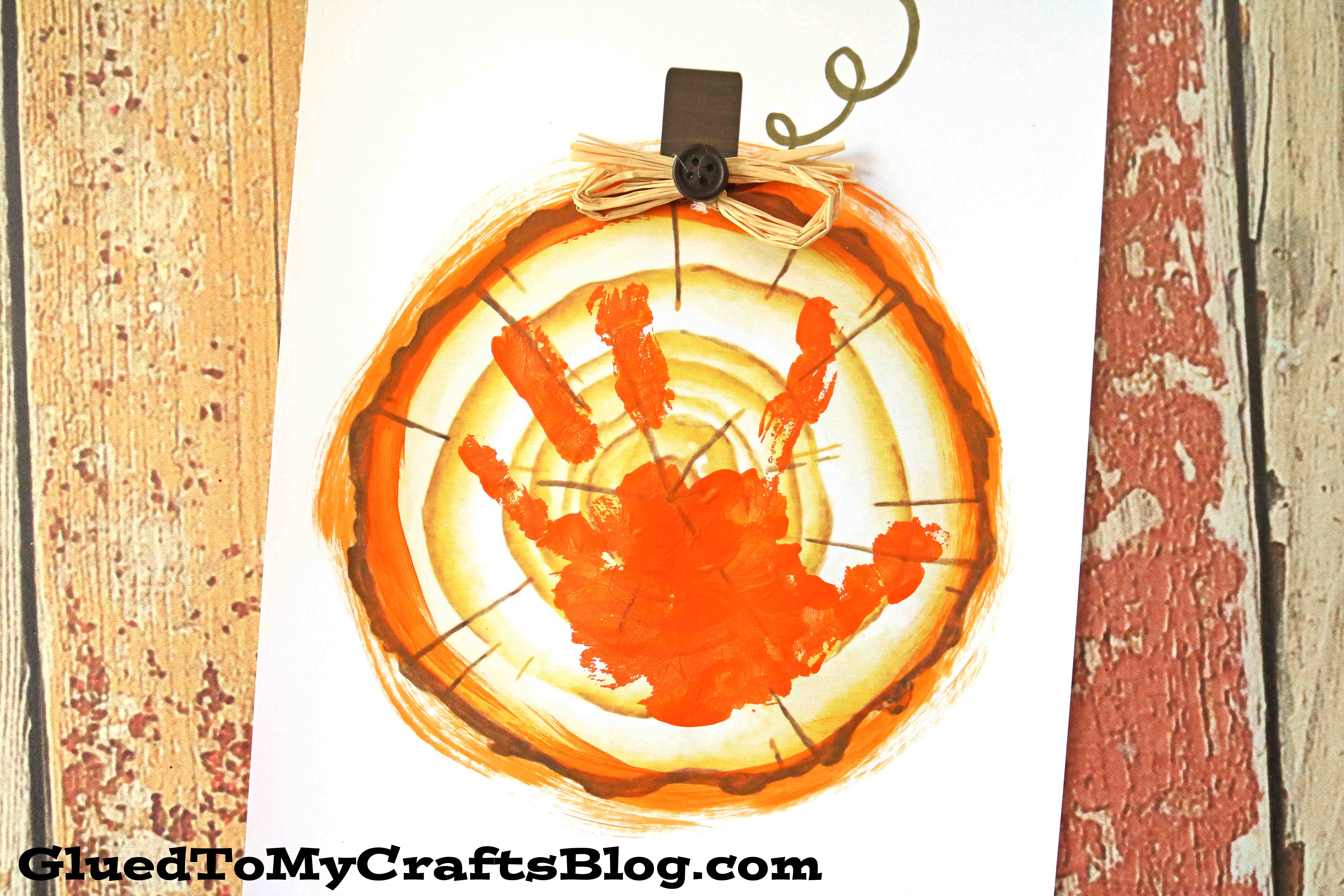 Handprint Wood Slice Pumpkin - Keepsake Printable