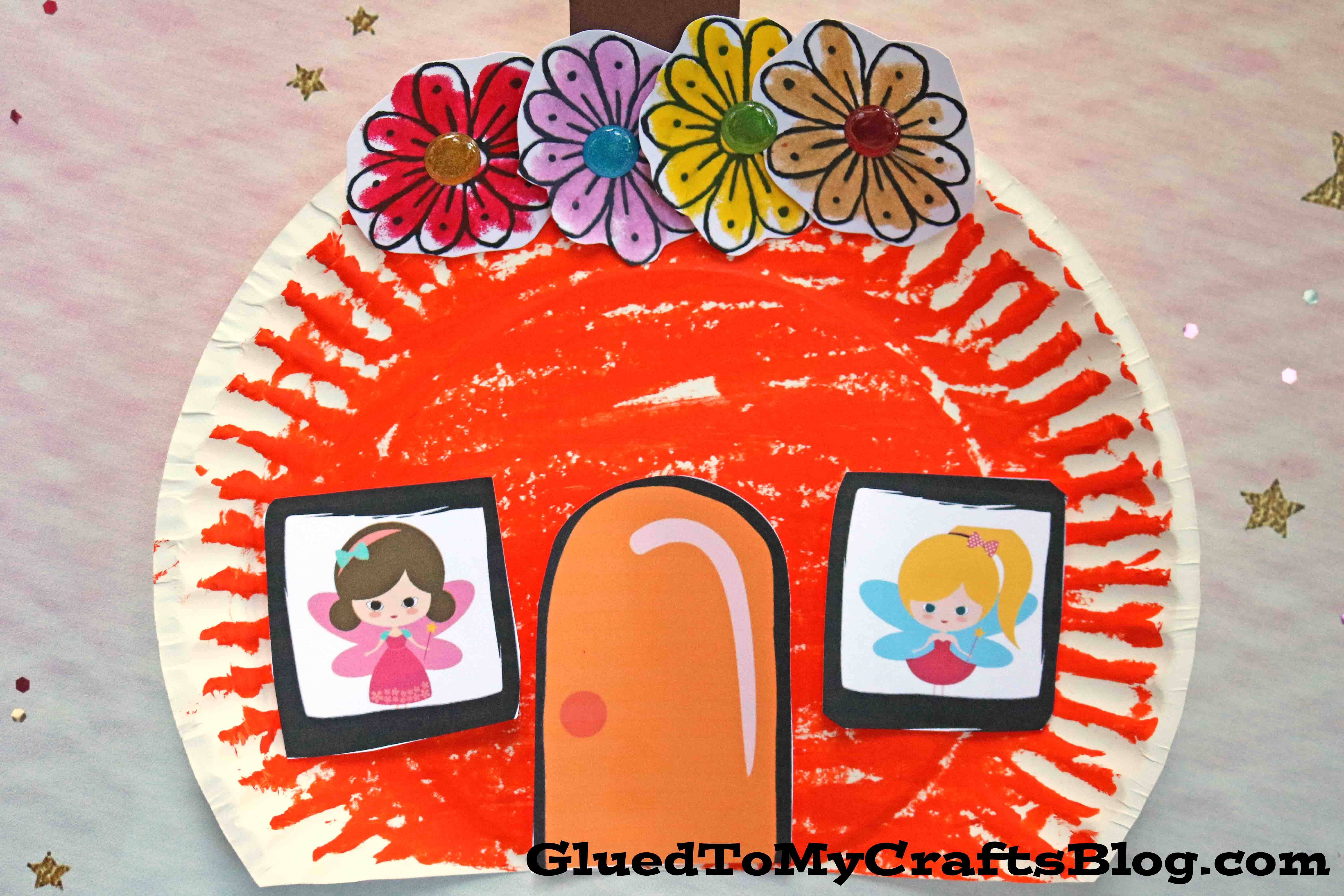 Paper Plate Pumpkin Fairy House - Kid Craft