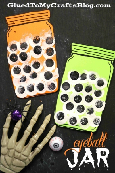 Stamped Eyeball Jar - Halloween Kid Craft
