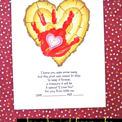 Little Forever - Handprint Wood Slice Heart Keepsake Printable