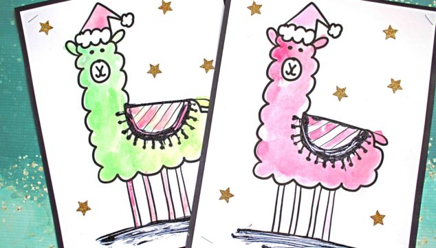 Paper & Watercolor Holiday Llama - Kid Craft