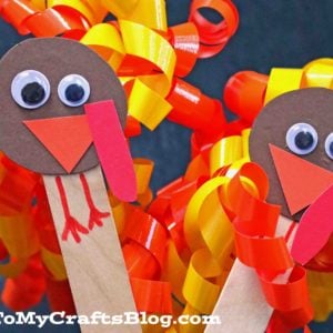 Curling Ribbon Turkey Puppets - Kid Craft