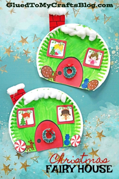 Paper Plate Christmas Fairy House - Kid Craft