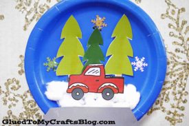 Paper Plate Red Truck Christmas Snow Globe - Kid Craft