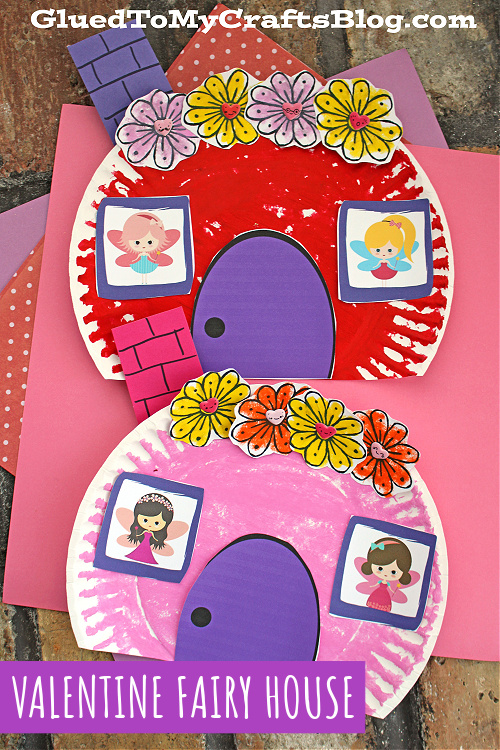 Paper Plate Valentine Fairy House