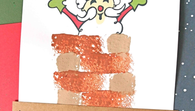 Stamped "Santa In The Chimney" Christmas Art Project