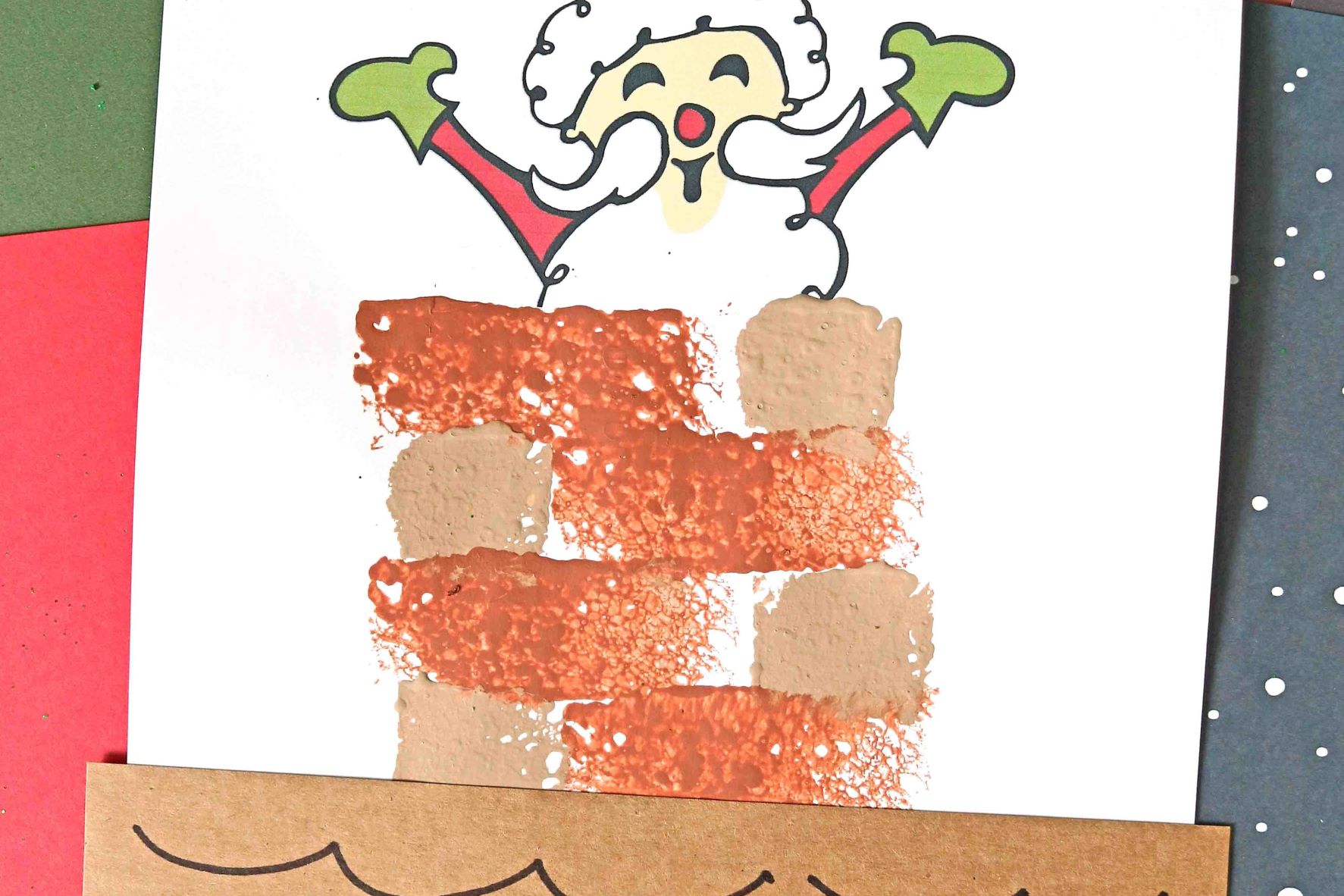 Stamped "Santa In The Chimney" Christmas Art Project