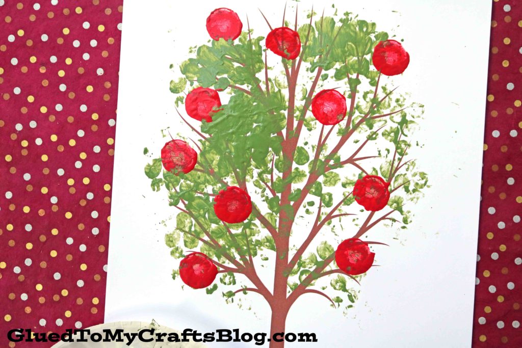 Bubble Wrap Stamped Apple Tree Craft