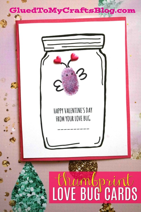 Thumbprint Love Bug Mason Jar Cards
