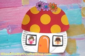 Paper Plate Mushroom Fairy House - Kid Craft Idea