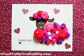 Pom Pom Valentine Lamb - I Love EWE Kid Craft Idea