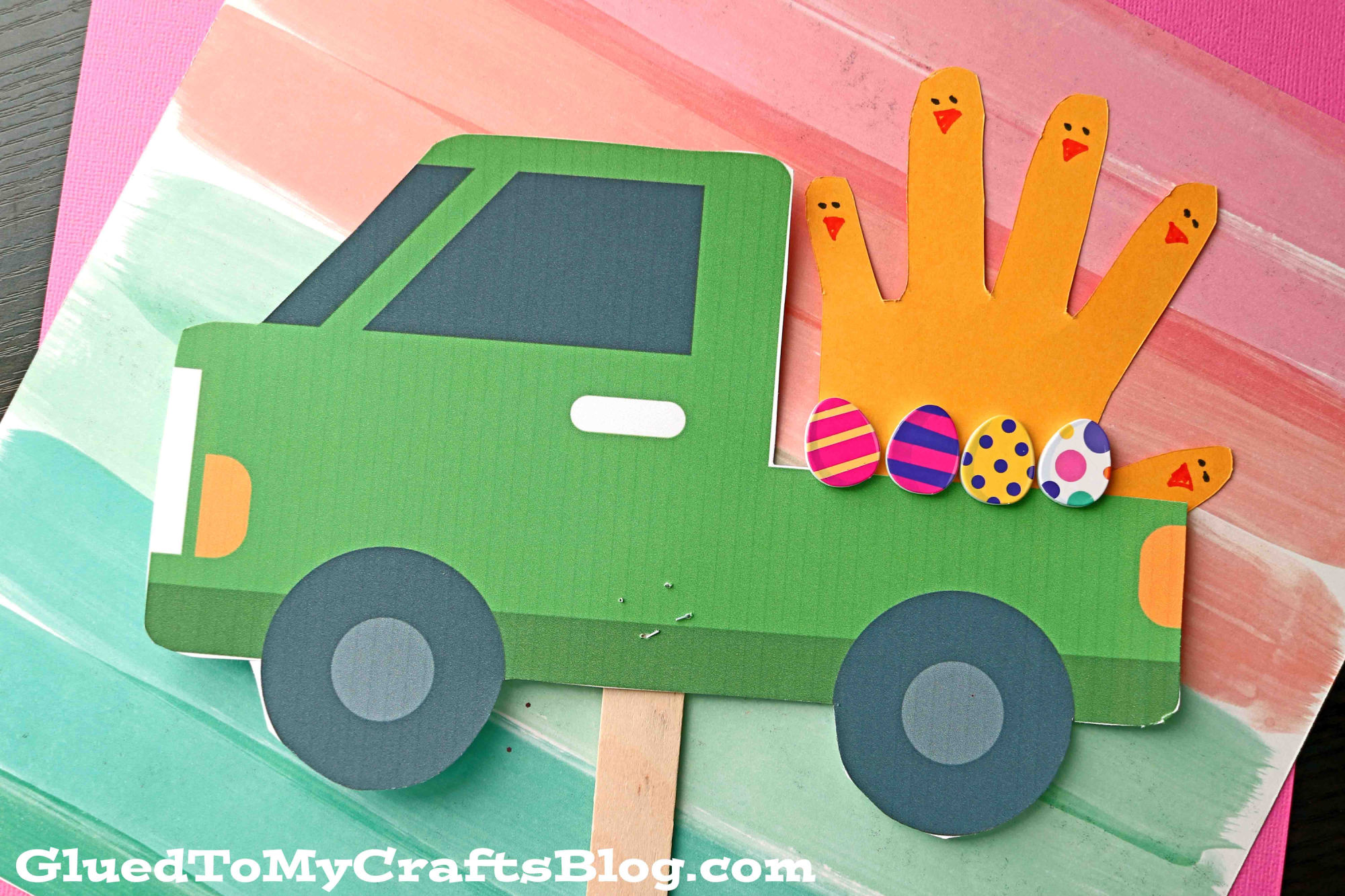 Handprint Baby Chicks Riding In Easter Truck Craft